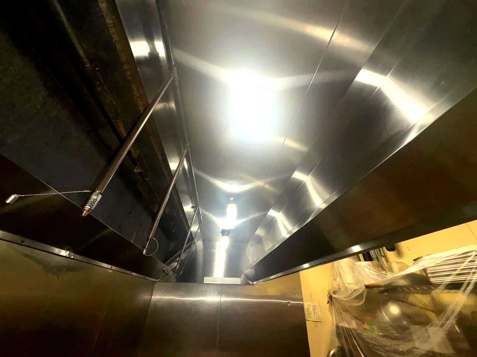 Hood after cleaning — stainless restored